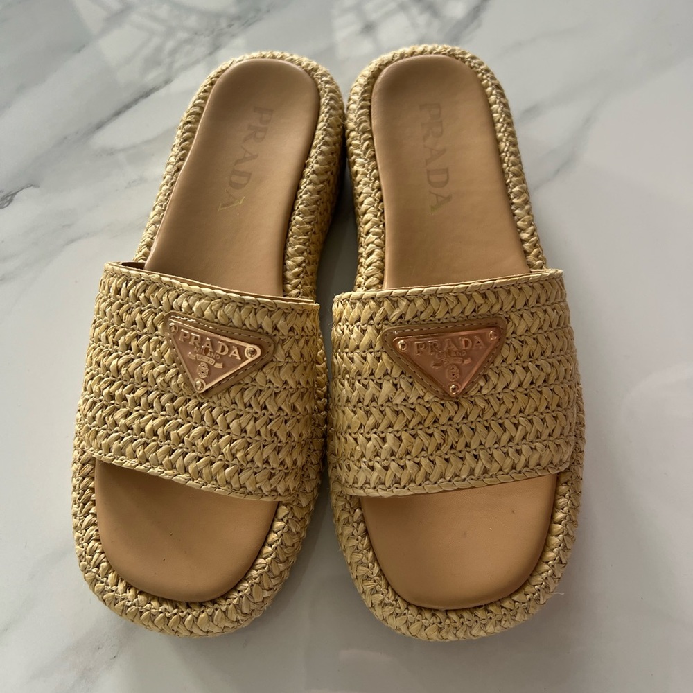 Prada Raffia Sandals